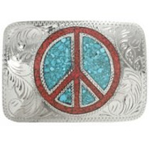 Small Peace Sign Belt Buckle 30953