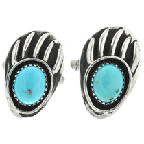 Turquoise Silver Bear Paw Cuff Links 31225