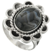 Black Agate Sterling Silver Ring 31307