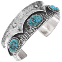 Kingman Turquoise Silver Navajo Bracelet 31408