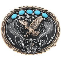 Golden Eagle Navajo Turquoise Belt Buckle 31417