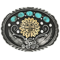 Gold Kachina Turquoise Silver Belt Buckle 31431