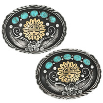 Navajo Turquoise Sunface Kachina Buckle 31431