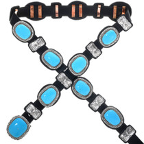 Blue Turquoise Silver Concho Belt 31447