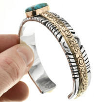 Navajo Gold Turquoise Bracelet 32021