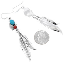 Native American Sterling Silver Feather Earrings 32183