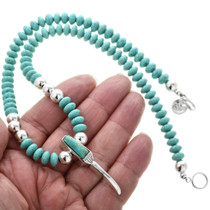 Navajo Silver Claw Turquoise Necklace 32347