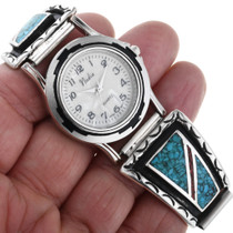 Turquoise Coral Silver Mens Watch 32961
