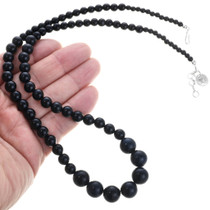 Silver Black Beaded Necklace 32968
