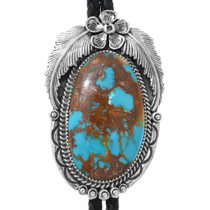 Bisbee Turquoise Silver Native American Bolo Tie 33017