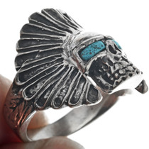 Indian Chief Headdress Skull Ring 33185