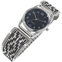 Navajo Overlaid Sterling Silver Mens Watch 33693