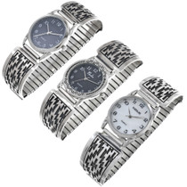 Navajo Geometric Pattern Hand Made Watch 33693