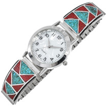 Navajo Turquoise Coral Mens Watch 33995