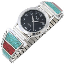 Navajo Turquoise Coral Mens Watch 33997