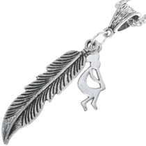 Southwest Sterling Silver Feather Pendant 34167