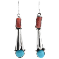 Turquoise Coral Squash Blossom Earrings 34343