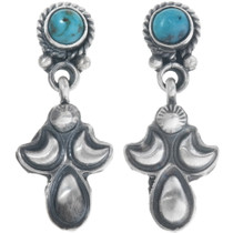 Turquoise Silver Navajo Dangle Earrings 34360