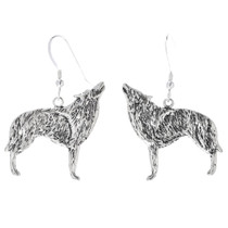 Howling Coyote Wolf Sterling Silver Earrings 34823