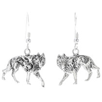 Navajo Sterling Silver Wolf Earrings 34826