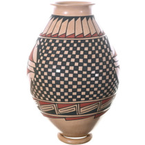 Hand Painted Checker Pattern Casas Grandes Traditional Pottery 34848