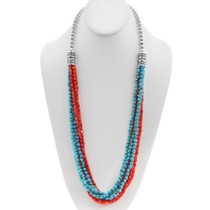 Navajo Natural Turquoise Coral Necklace 34858