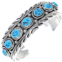  Navajo Sterling Silver Kingman Turquoise Cuff Bracelet 34872