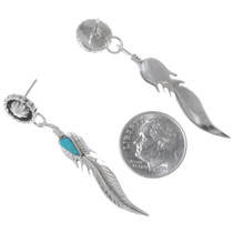 Native American Sterling Silver Feather Earrings 35229