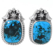 Navajo Turquoise Silver Stud Earrings 35248