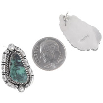 Navajo Green Turquoise Silver Earrings 35264