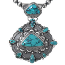 Spiderweb Turquoise Pendant Necklace 35359