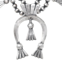 All Silver Navajo Squash Blossom Naja Necklace 35602