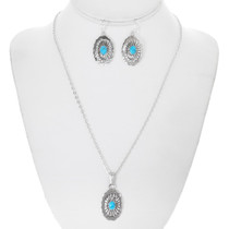 Sterling Silver Concho Turquoise Pendant 35790