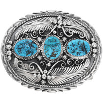 Natural Turquoise Sterling Silver Belt Buckle 22609