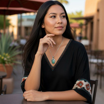 Green Turquoise Southwest Pendant Womens 28697
