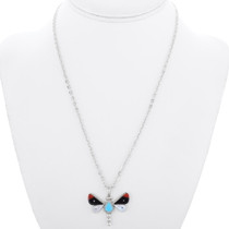 Turquoise Coral Silver Butterfly Pendant 35856