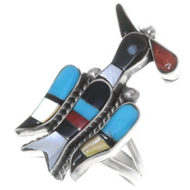 Gemstone Inlay Zuni Peyote Bird Ring 35874