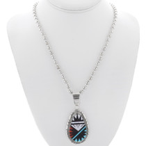 Zuni Turquoise Inlay Sterling Silver Pendant 38007