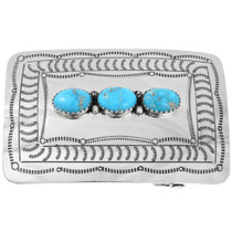 Silver Turquoise Navajo Buckle 23623