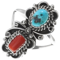 Turquoise Coral Native American Ring 38040