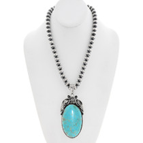Elegant Number Eight Turquoise Sterling Silver Pendant 1345