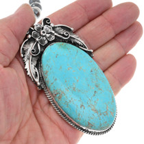 Navajo Hand Crafted Large Turquoise Pendant 39171