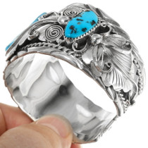 Native American Sleeping Beauty Turquoise Sterling Silver Cuff Bracelet 39383