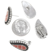 Zuni Artist Carrie Quandelacy Silver Coral Earrings 39495