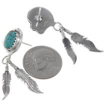 Navajo Rita Largo Turquoise Feather Earrings 39569