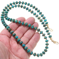 Green Turquoise Gold Beaded Navajo Necklace 32996