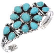 Turquoise Silver Navajo Cluster Bracelet 39811