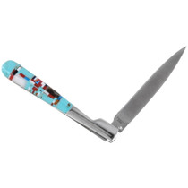 Gemstone Inlay Folding Stainless Steel Knife 39839