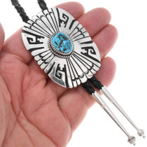 Natural Turquoise Sterling Silver Western Bolo Tie 39939