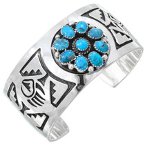 Native American Turquoise Silver Bear Cuff Bracelet 40043